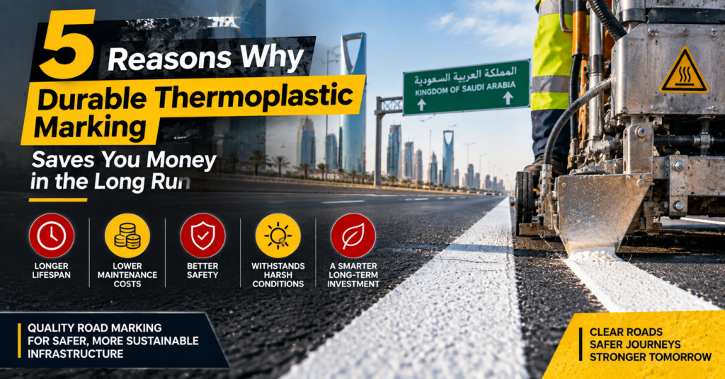 Road marking and traffic safety services in Qatar including thermoplastic marking, road studs and traffic signage